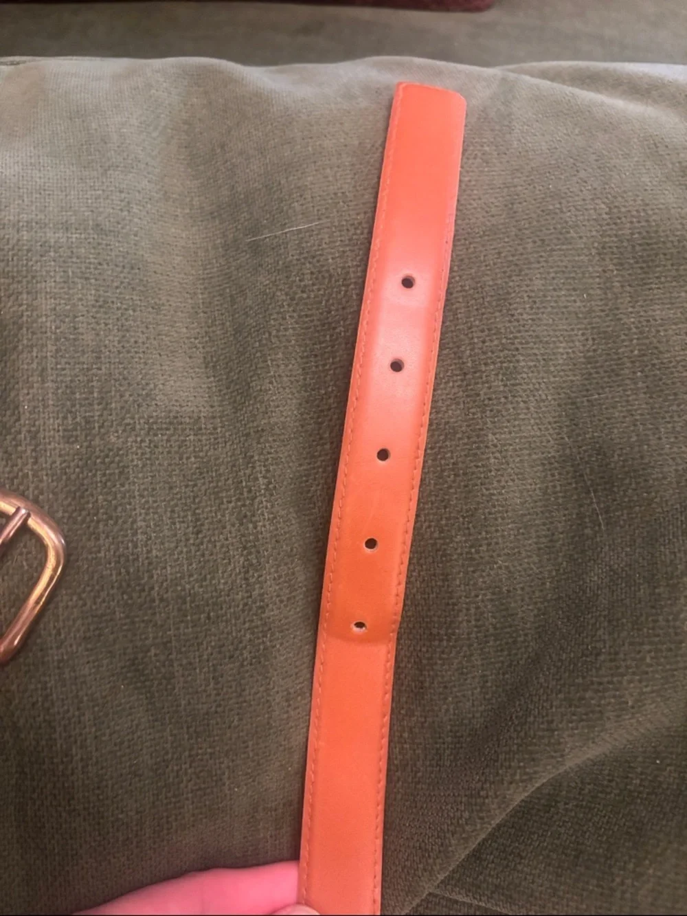 Men's Slim Tan Leather Belt with Brass Buckle